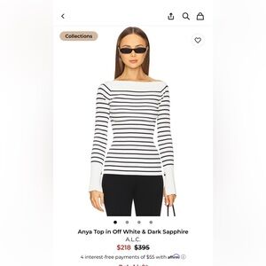 A.L.C. Off-Shoulder Sweater in White and Black Stripes
